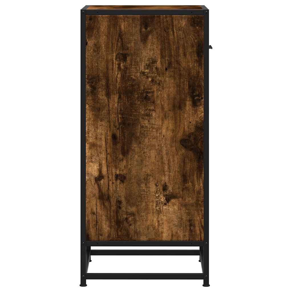 skab 35,5x35x76 cm konstrueret træ og metal røget egetræsfarve
