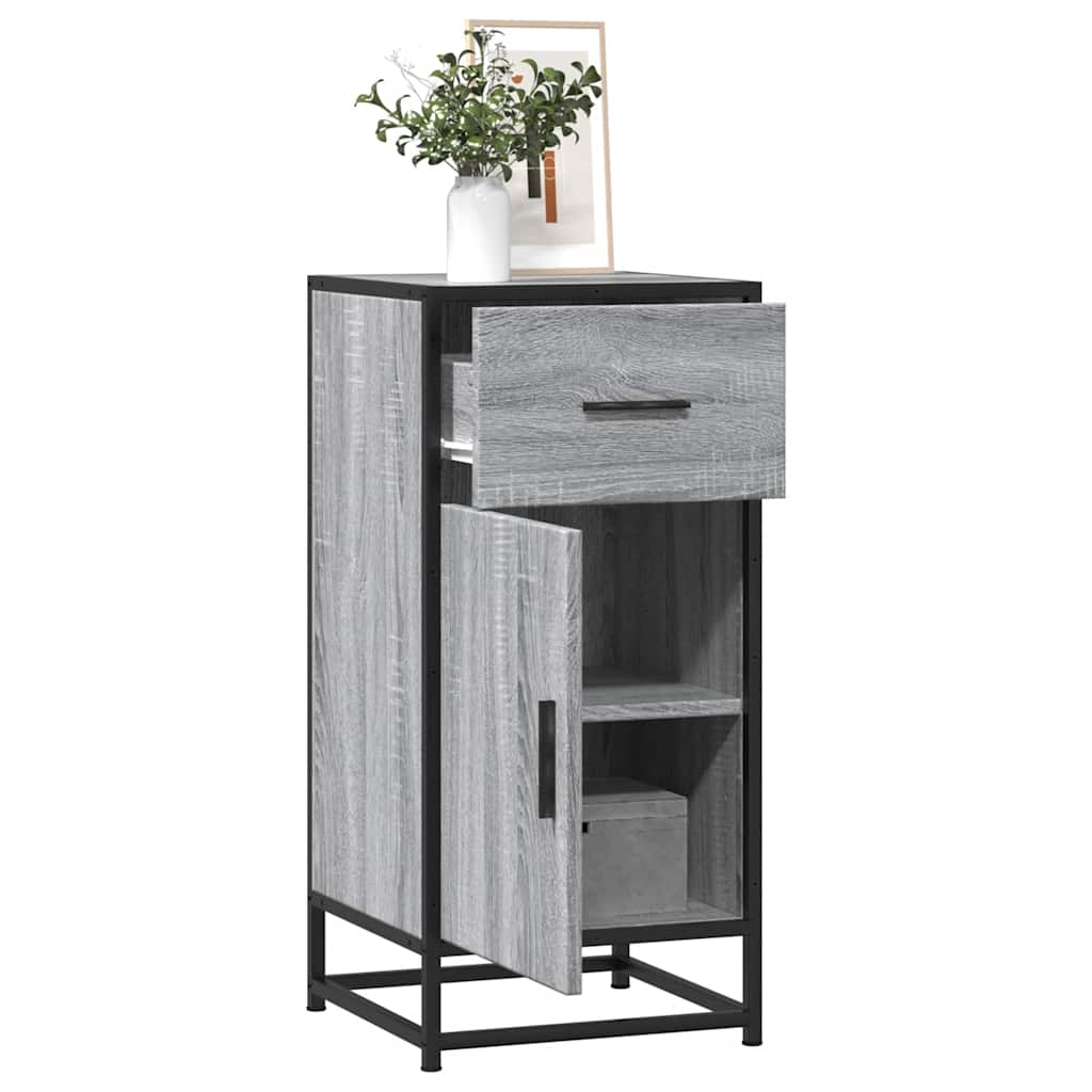 skab 35,5x35x76 cm konstrueret træ og metal grå sonoma-eg