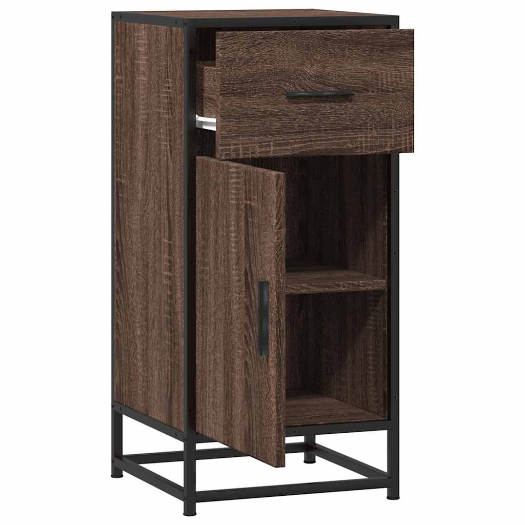 skab 35,5x35x76 cm konstrueret træ og metal brun egetræsfarve