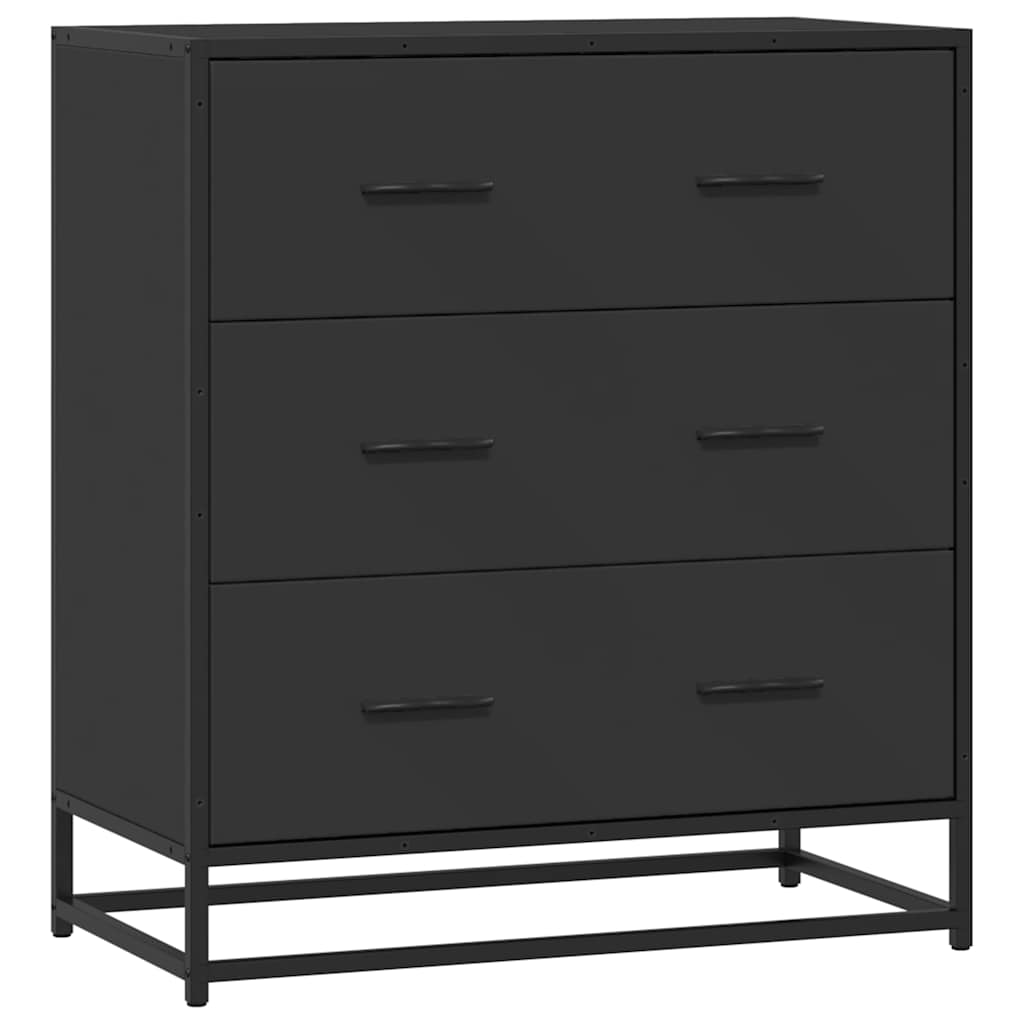 skuffeskab 68x35x76 cm konstrueret træ og metal sort