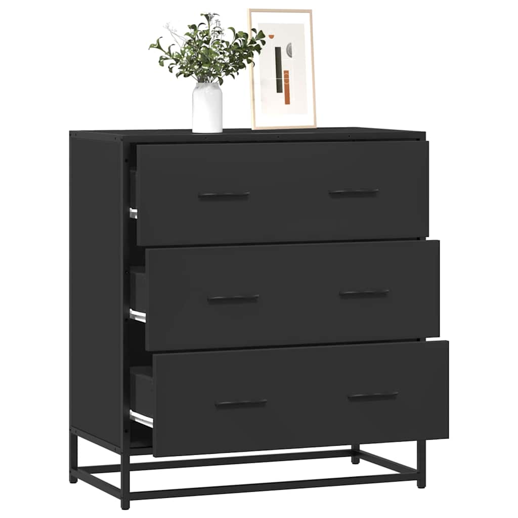 skuffeskab 68x35x76 cm konstrueret træ og metal sort