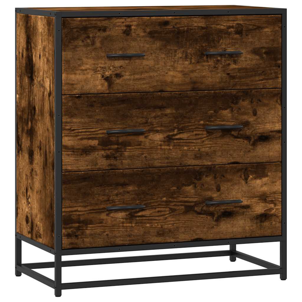 skab 68x35x76 cm konstrueret træ og metal røget egetræsfarve