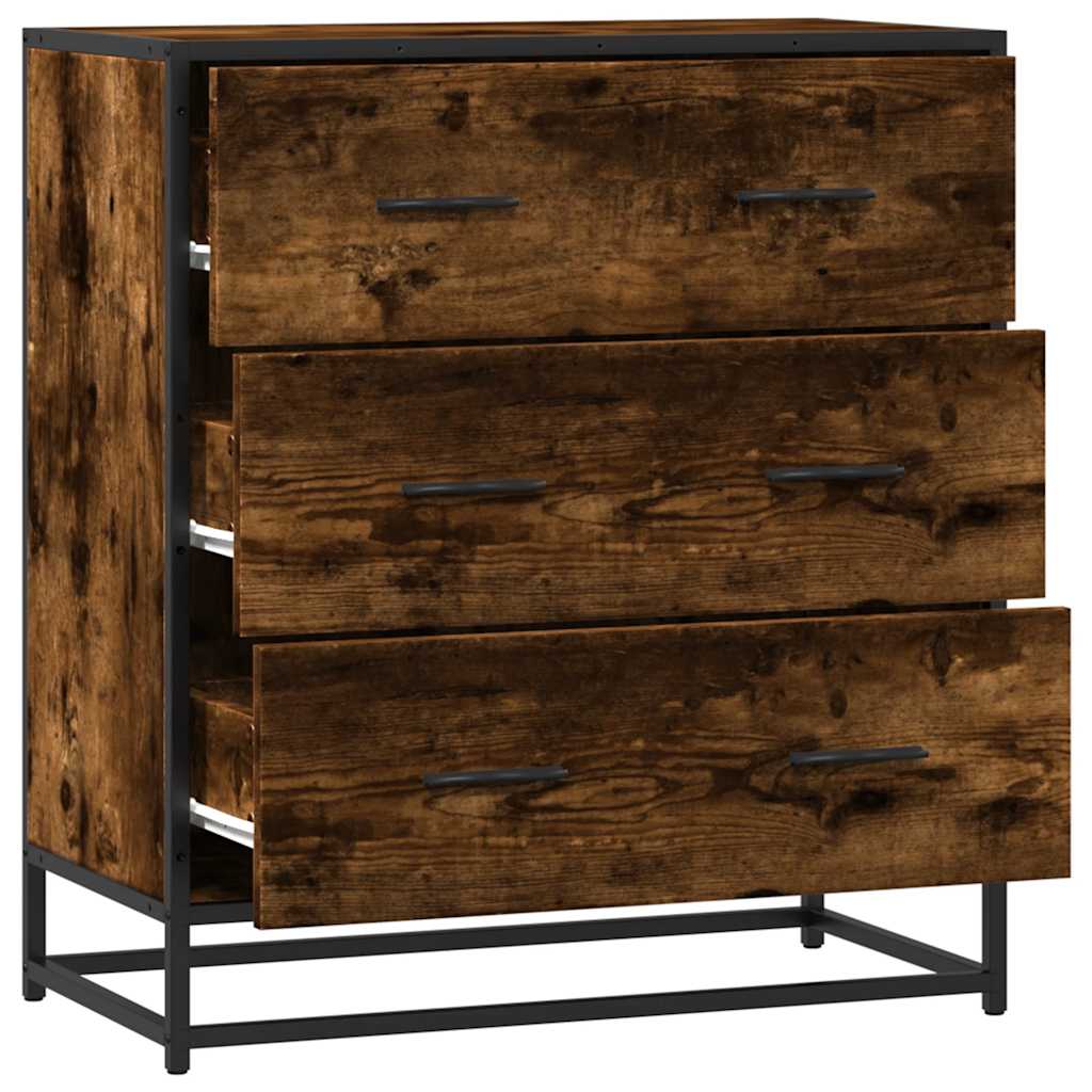 skab 68x35x76 cm konstrueret træ og metal røget egetræsfarve