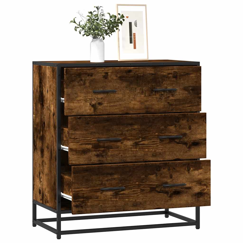 skab 68x35x76 cm konstrueret træ og metal røget egetræsfarve