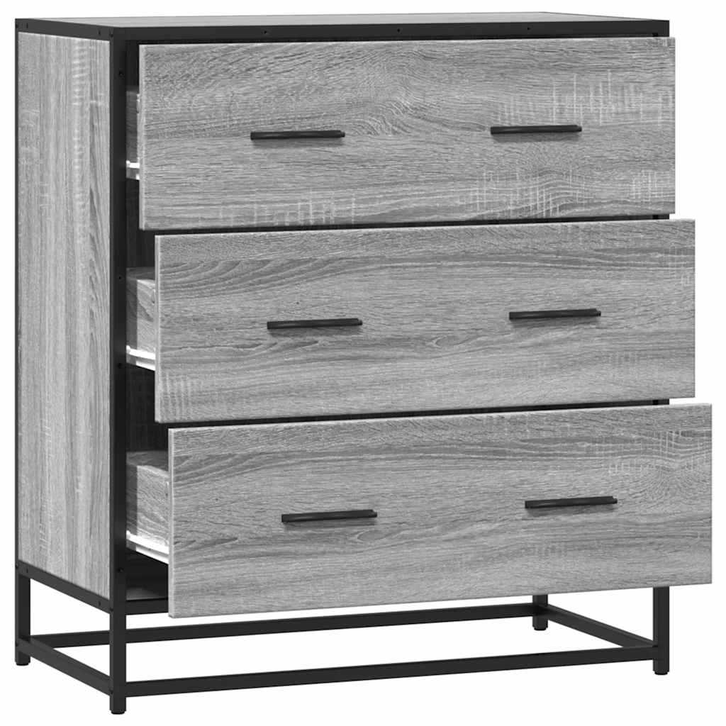 skab 68x35x76 cm konstrueret træ og metal grå sonoma-eg