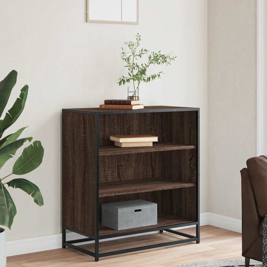 skab 68x35x76 cm konstrueret træ og metal brun egetræsfarve