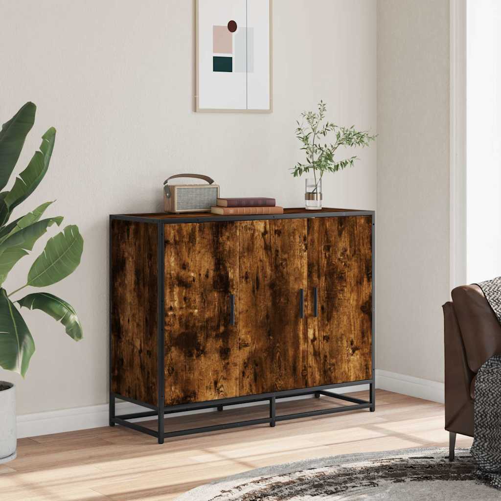 skænk 94x35x76 cm konstrueret træ røget egetræsfarve