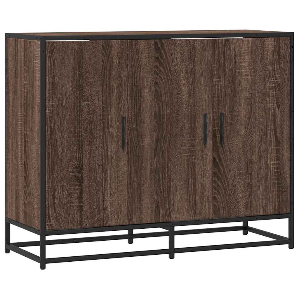 skab 94x35x76 cm konstrueret træ brun egetræsfarve