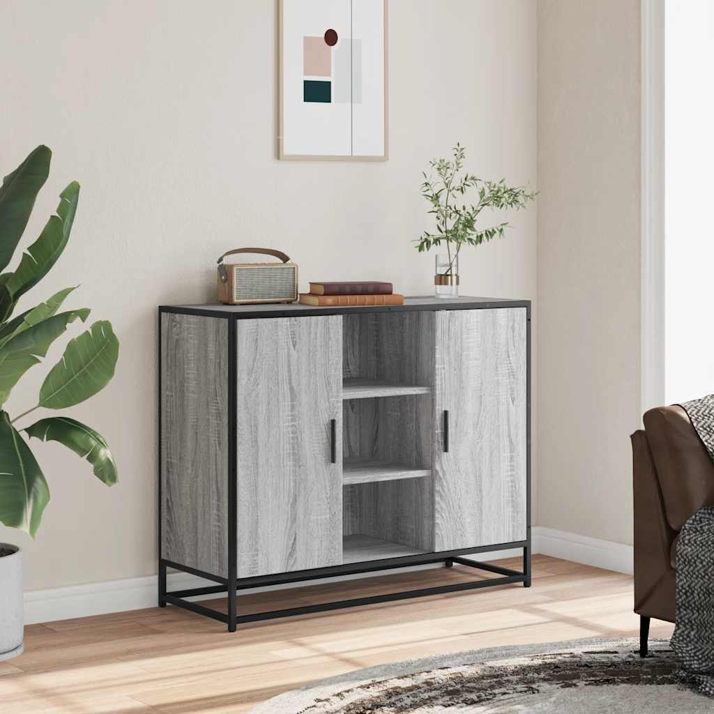 skænk 92x35x76 cm konstrueret træ grå sonoma-eg