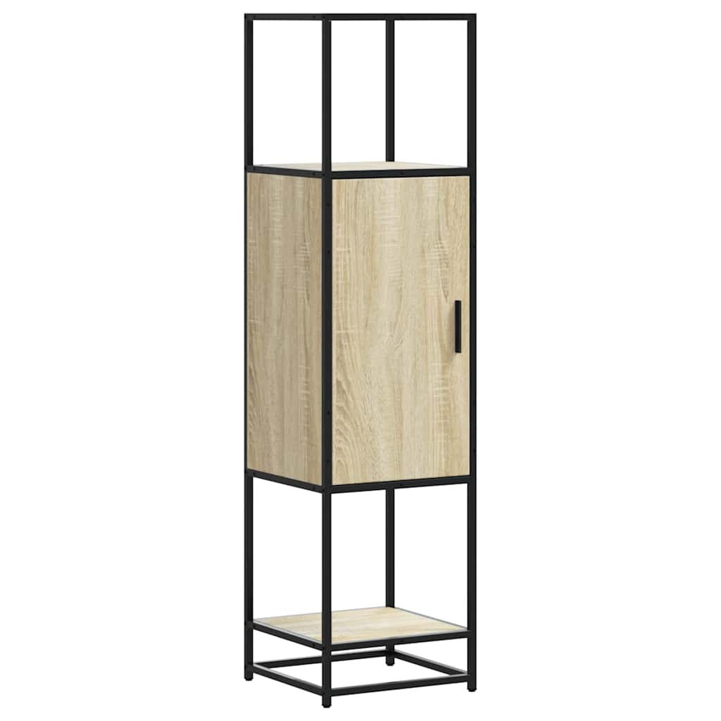 skab sonoma-eg 35,5x35x139 cm konstrueret træ og metal