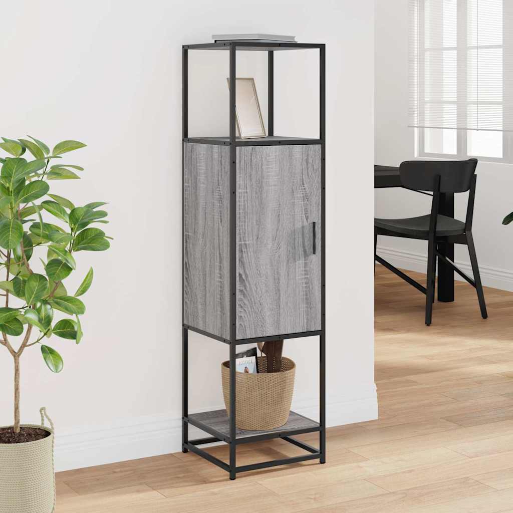 skab 35,5x35x139 cm konstrueret træ grå sonoma-eg og metal