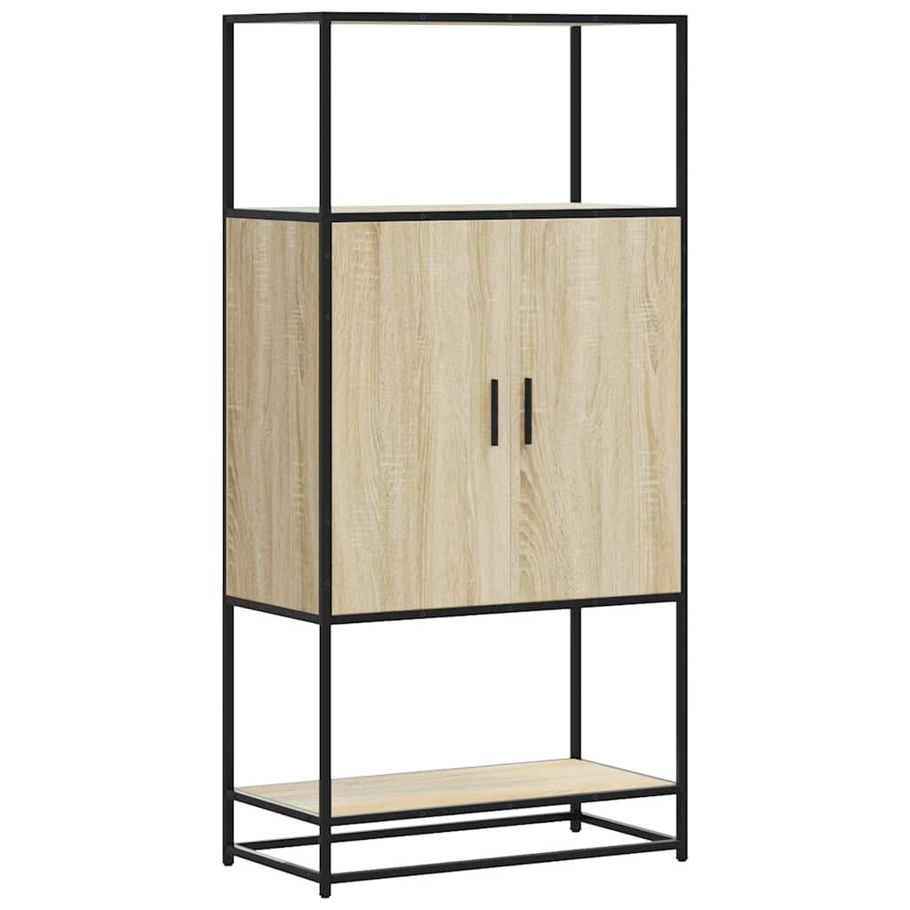 skab sonoma-eg 68x35x139 cm konstrueret træ og metal
