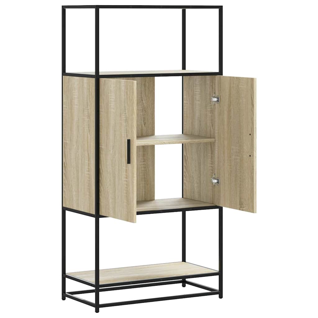 skab sonoma-eg 68x35x139 cm konstrueret træ og metal