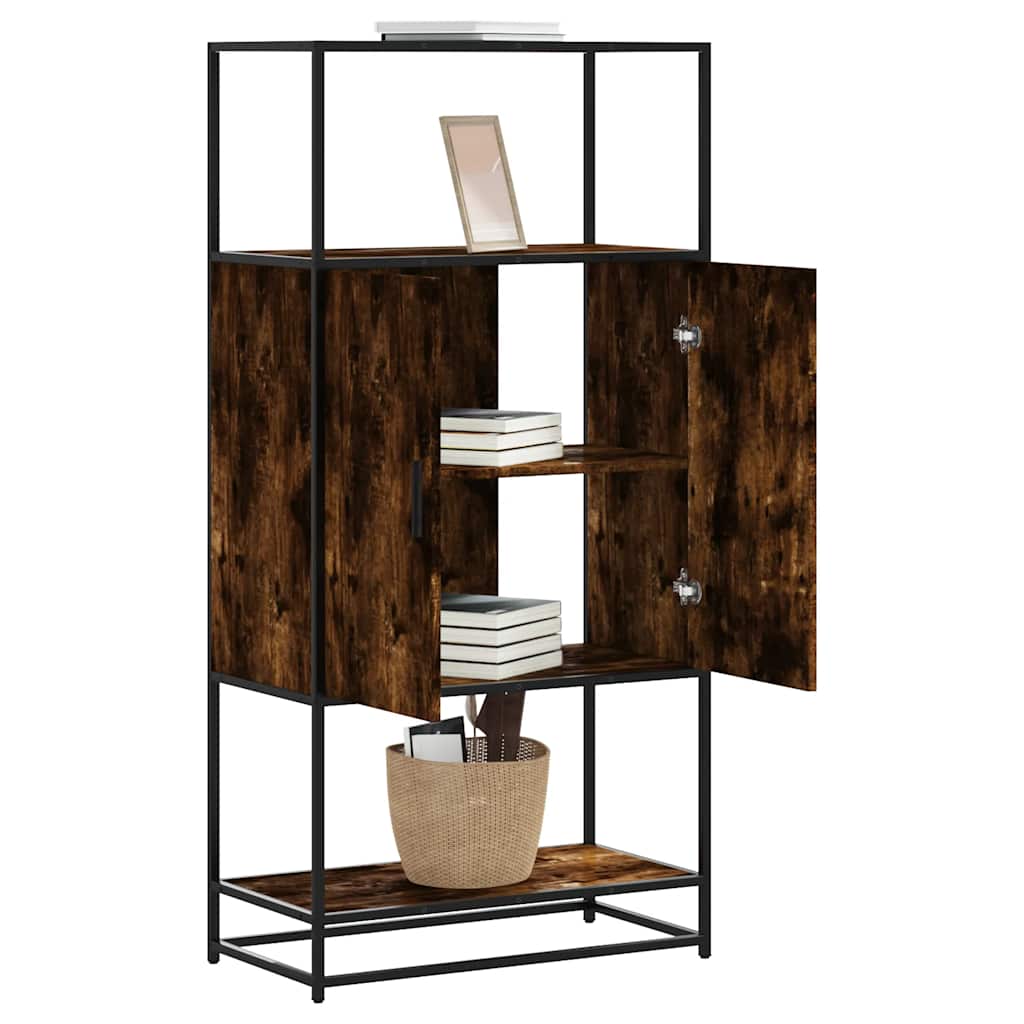 skab sonoma-eg 68x35x139 cm konstrueret træ og metal