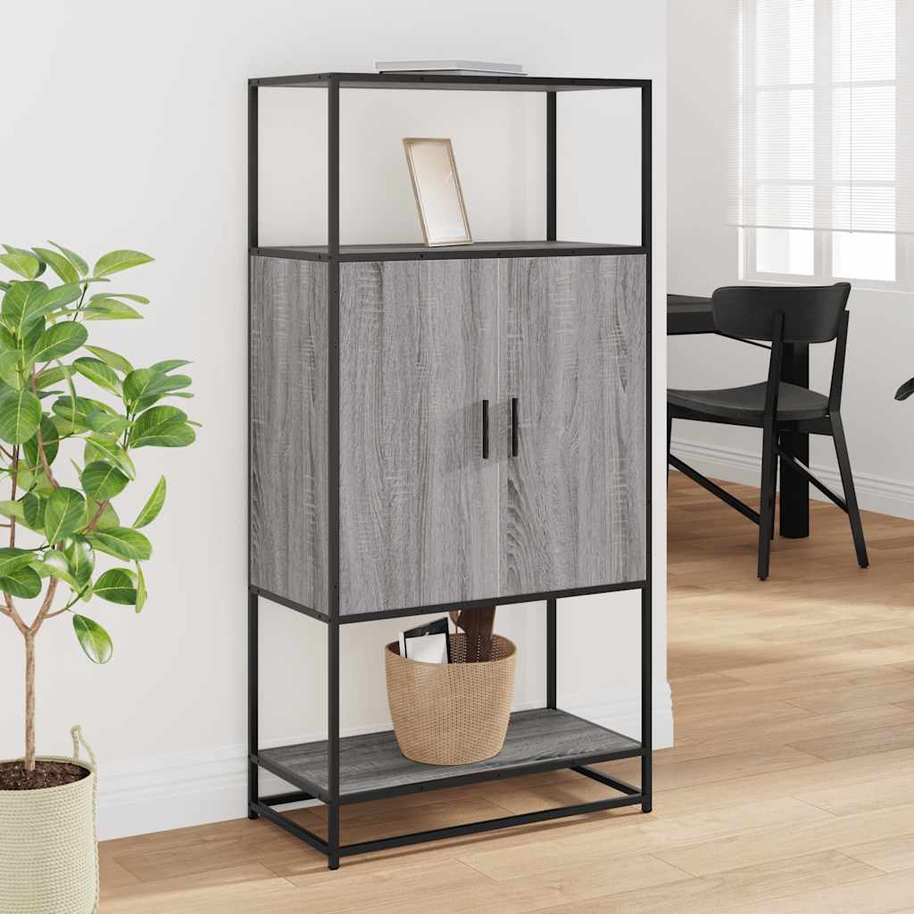 skab 68x35x139 cm konstrueret træ grå sonoma-eg og metal