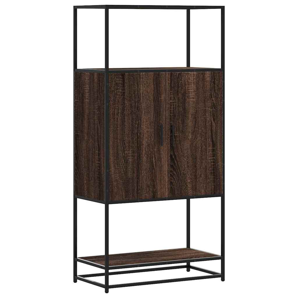 skab brun egetræ 68x35x139 cm konstrueret træ og metal