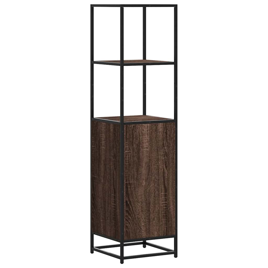 skab brun egetræ 35,5x35x139 cm konstrueret træ og metal