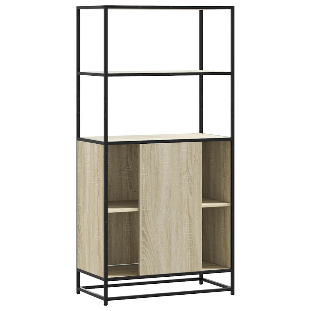 skab sonoma-eg 68x35x139 cm konstrueret træ og metal