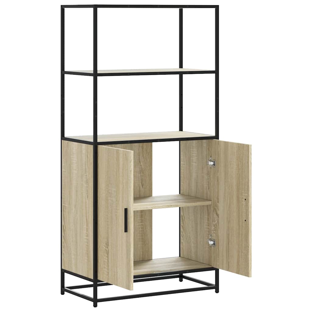 skab sonoma-eg 68x35x139 cm konstrueret træ og metal