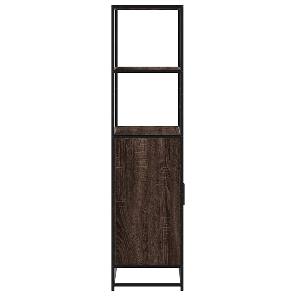 skab brun egetræ 68x35x139 cm konstrueret træ og metal