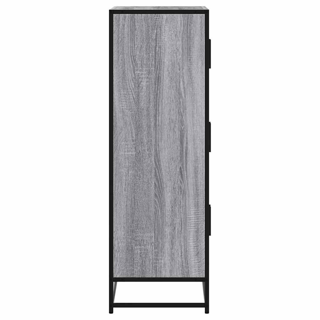 skab 68x35x106,5 cm konstrueret træ og metal grå sonoma-eg