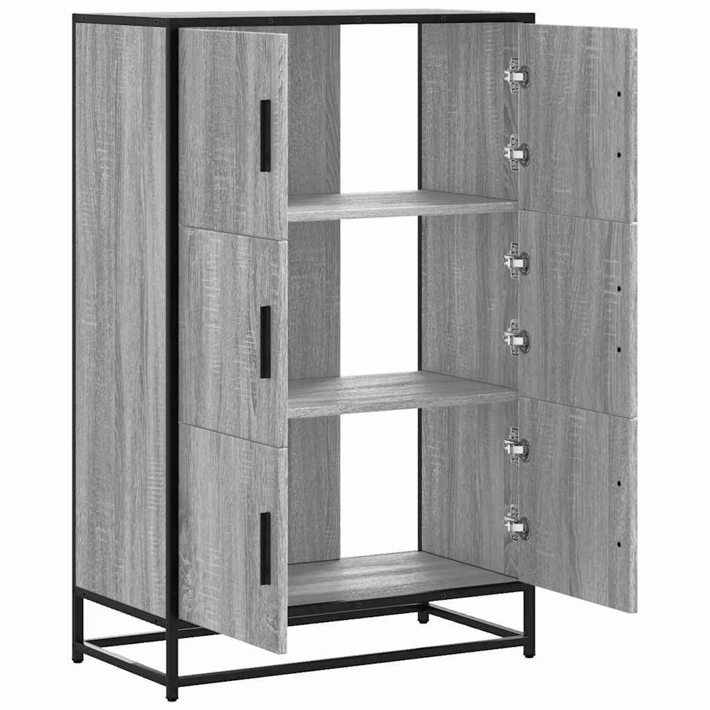 skab 68x35x106,5 cm konstrueret træ og metal grå sonoma-eg
