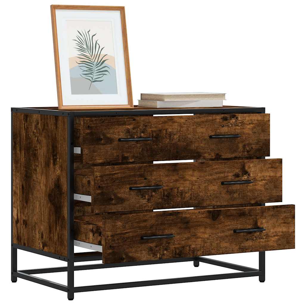 kommode 70x41x56 cm konstrueret træ røget egetræsfarve