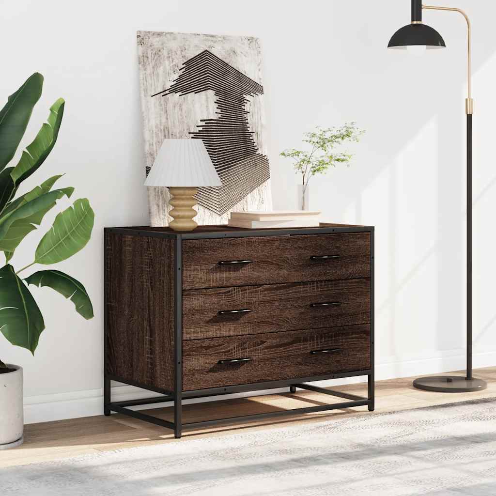 kommode 70x41x56 cm konstrueret træ brun egetræsfarve
