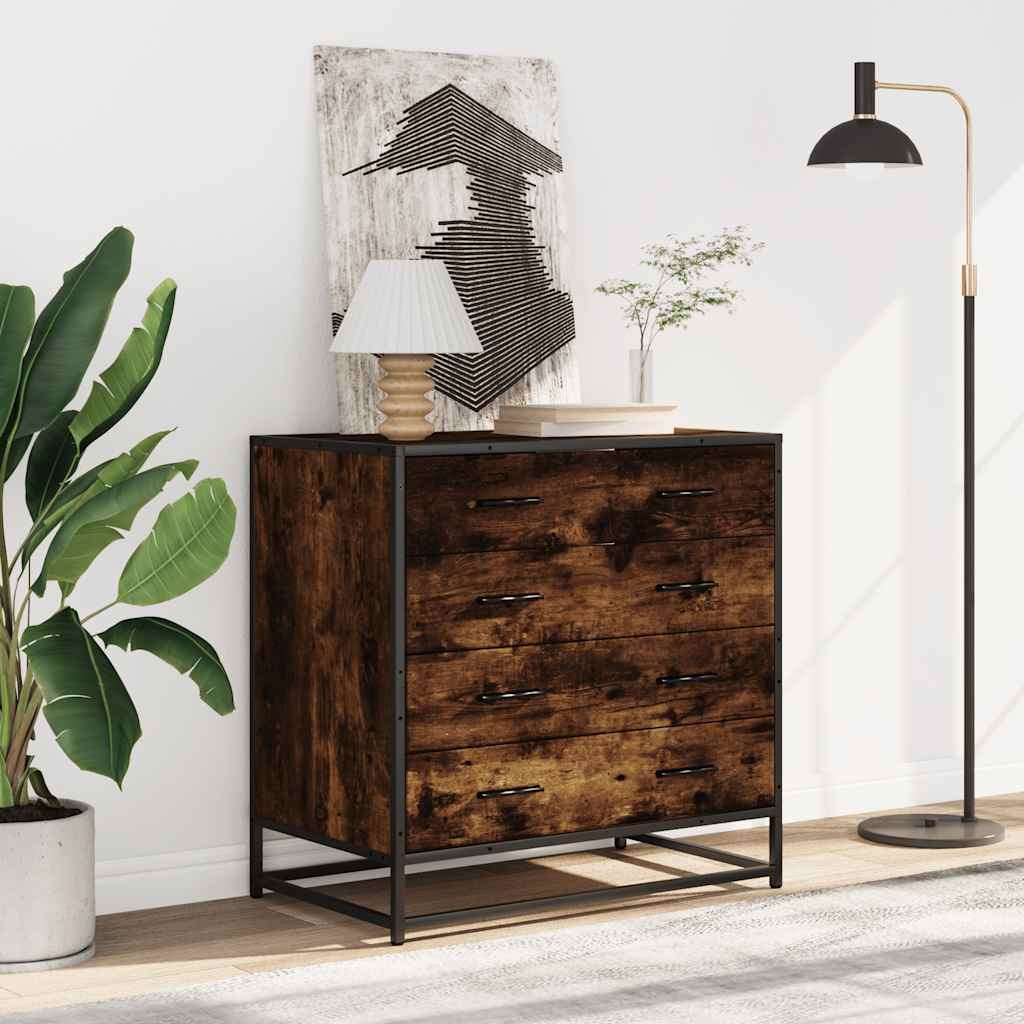 kommode 70x41x70 cm konstrueret træ røget egetræsfarve