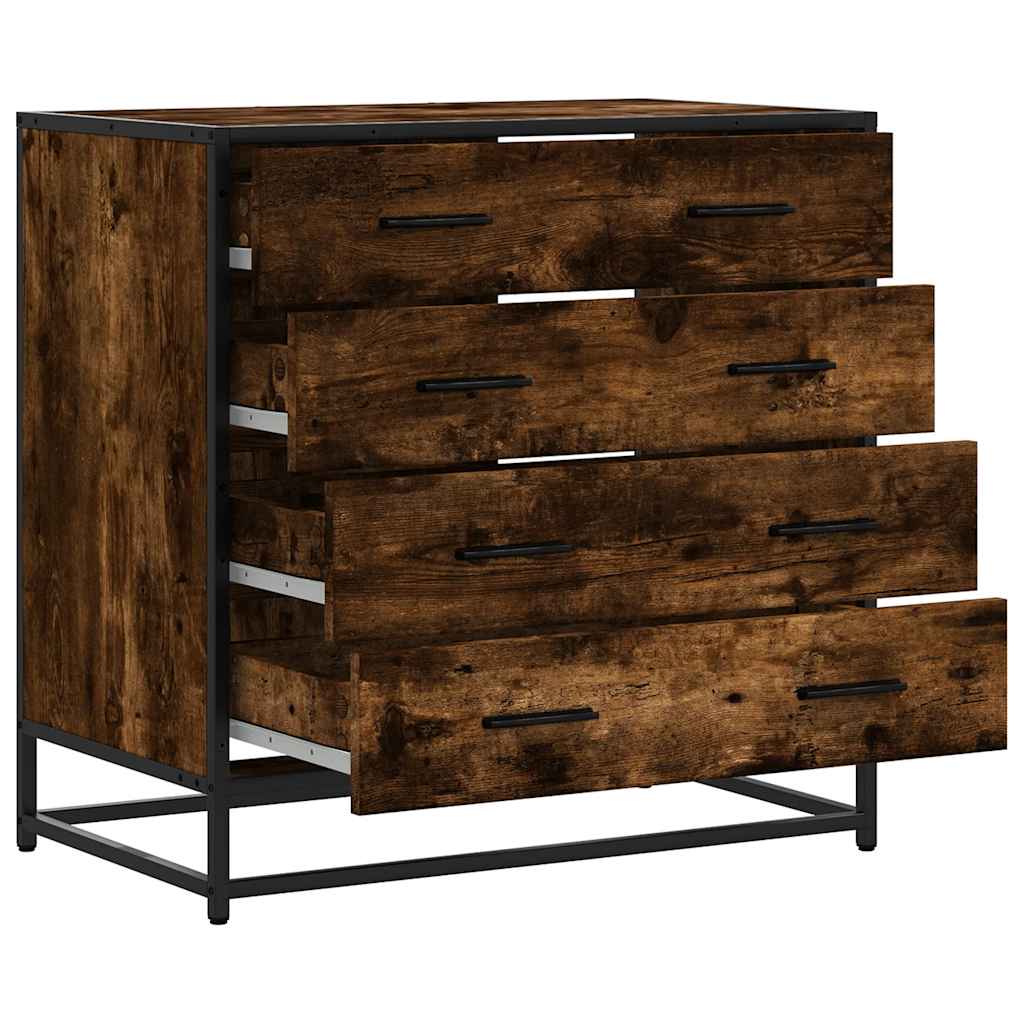 kommode 70x41x70 cm konstrueret træ røget egetræsfarve