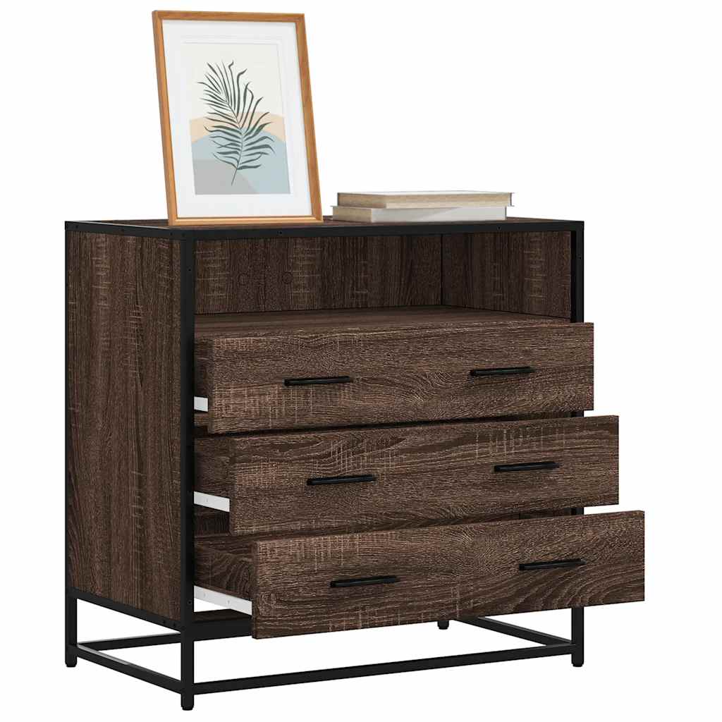 kommode 70x41x70 cm konstrueret træ brun egetræsfarve