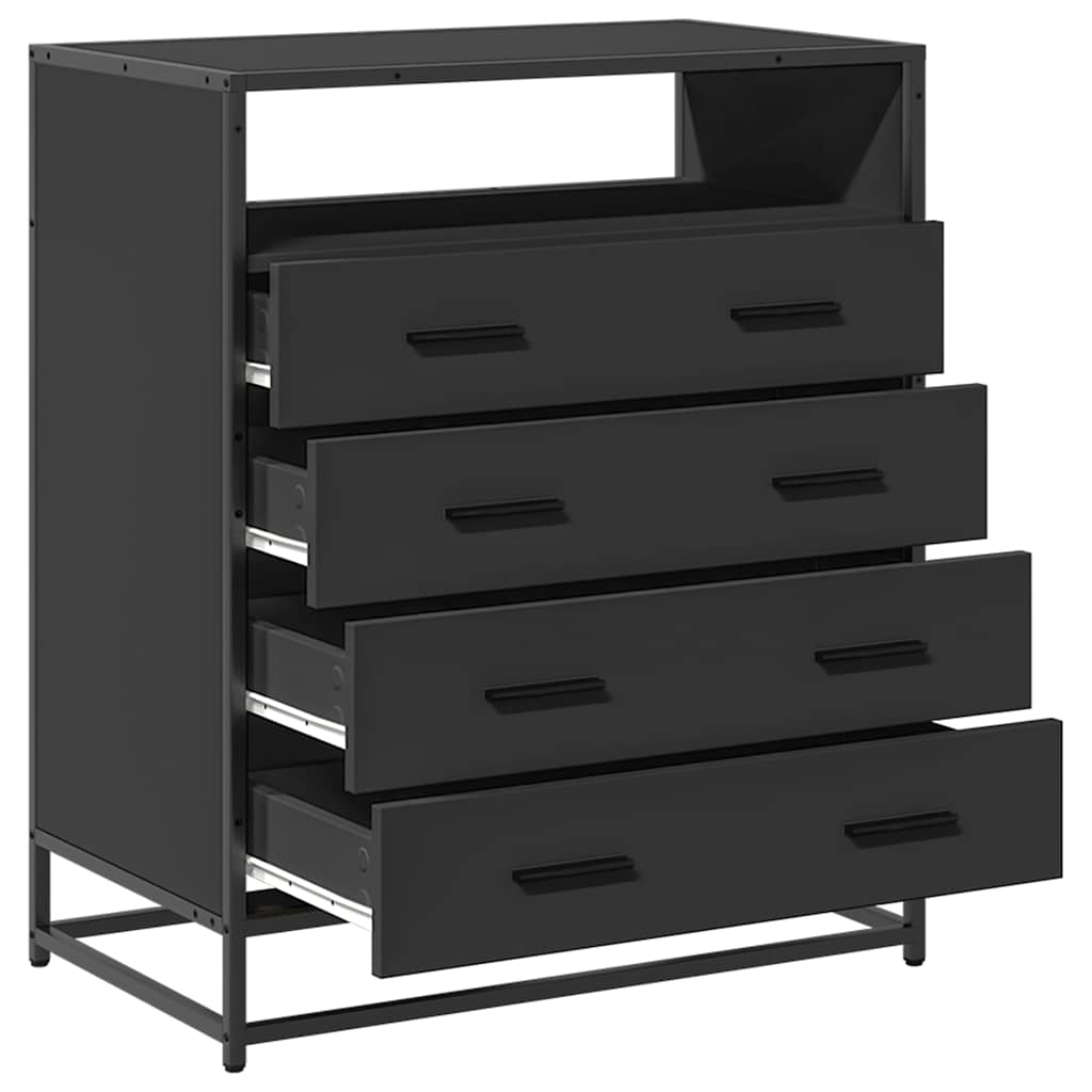 skuffeskab 70x41x83,5 cm konstrueret træ sort