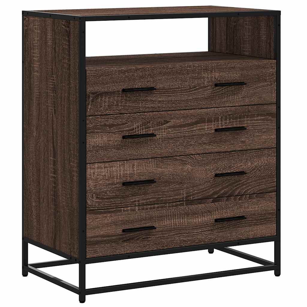 kommode 70x41x83,5 cm konstrueret træ brun egetræsfarve