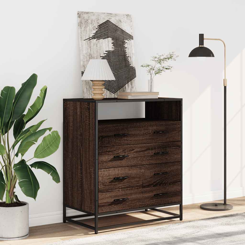 kommode 70x41x83,5 cm konstrueret træ brun egetræsfarve