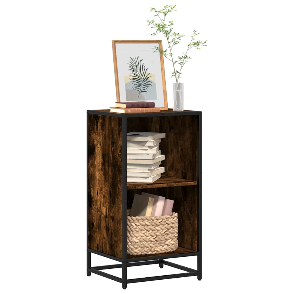 bogreol 40x35x76 cm konstrueret træ røget egetræ billede