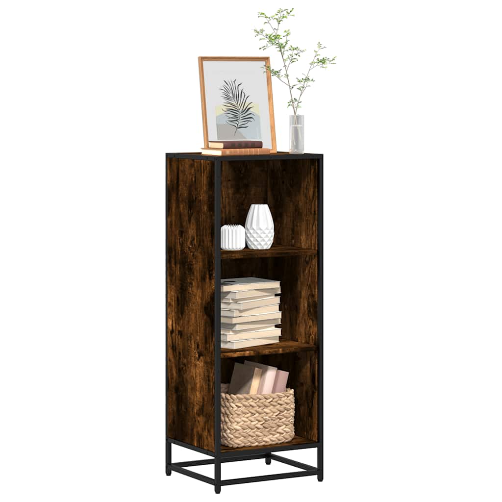 bogreol 40x35x107,5 cm konstrueret træ røget egetræ billede