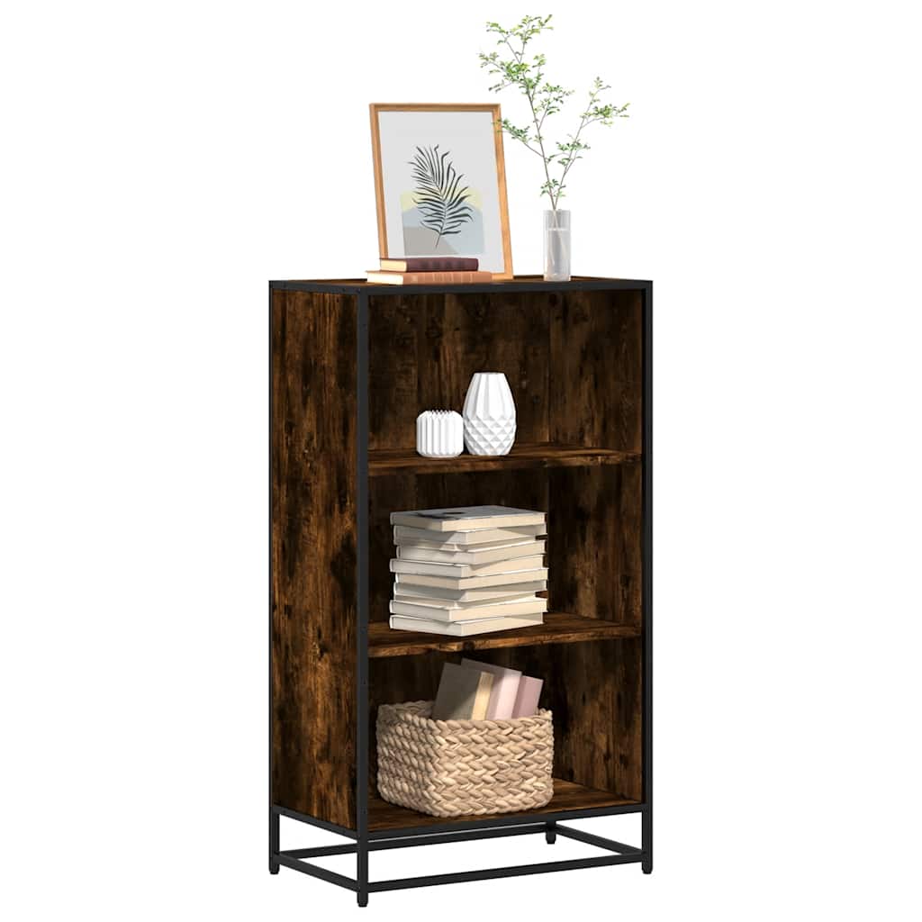 bogskab 60x35x107,5 cm konstrueret træ røget egetræ billede