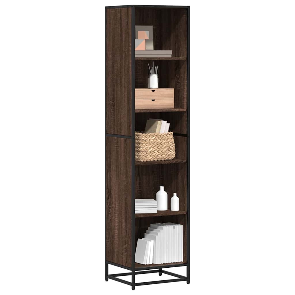 bogreol 40x35x170,5 cm konstrueret træ brun egetræ billede