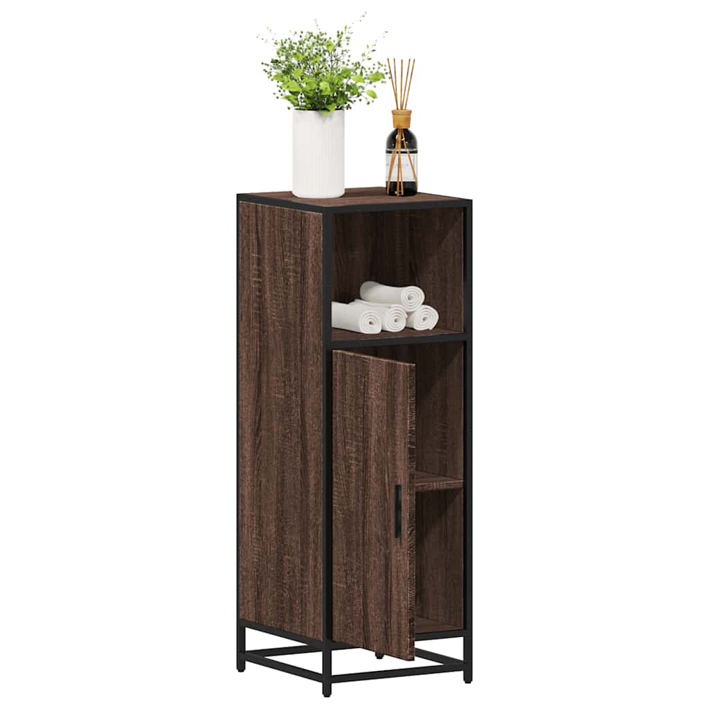 badeværelsesskab 35x37,5x100 cm konstrueret træ brunt egetræ