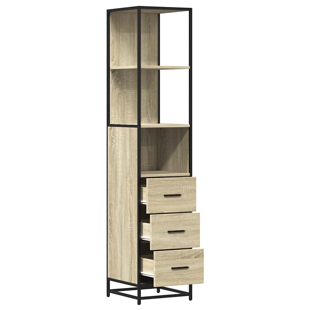 badeværelsesskab 35x37,5x166 cm konstrueret træ sonoma-eg