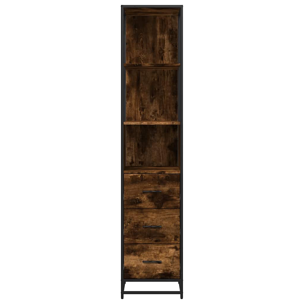 badeværelsesskab 35x37,5x166 cm konstrueret træ røget egetræ