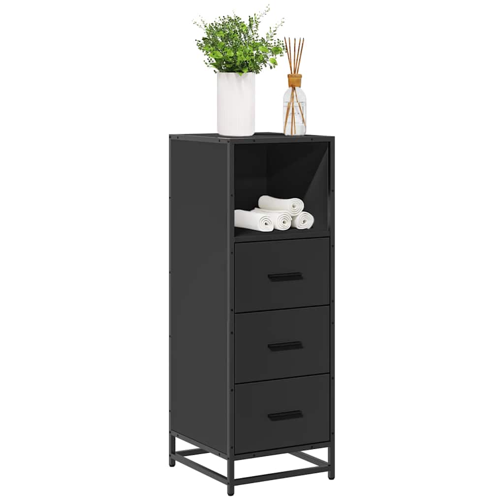 badeværelsesskab 35x37,5x100 cm konstrueret træ sort