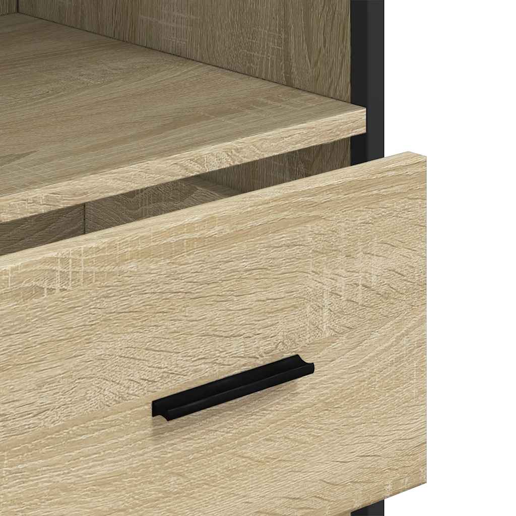badeværelsesskab 35x37,5x100 cm konstrueret træ sonoma-eg