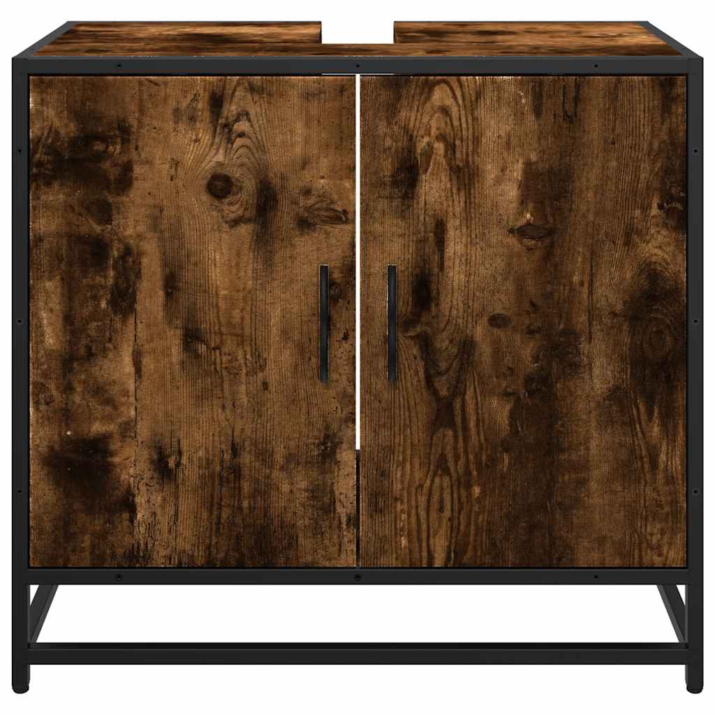 skab til håndvask til badeværelse 65x33x60 cm røget egetræ