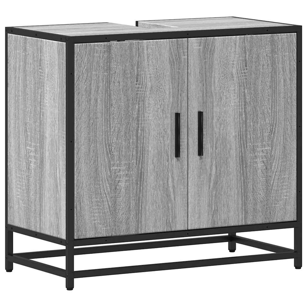 skab til håndvask til badeværelse 65x33x60 cm grå sonoma-eg