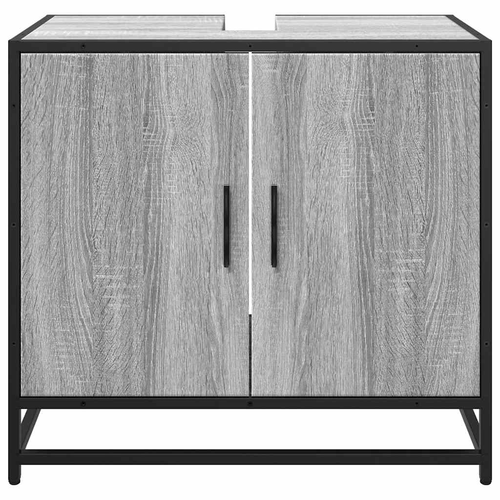 skab til håndvask til badeværelse 65x33x60 cm grå sonoma-eg