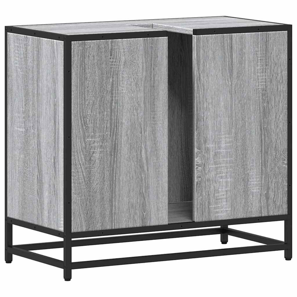 skab til håndvask til badeværelse 65x33x60 cm grå sonoma-eg