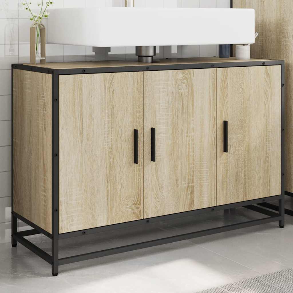 badeværelsesvaskeskab Sonoma eg 90x33x60 cm konstrueret træ