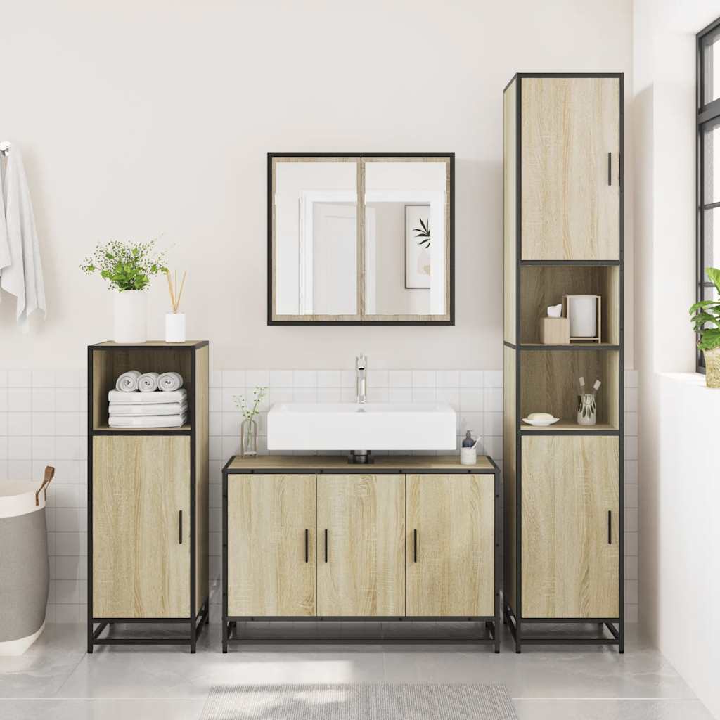 badeværelsesvaskeskab Sonoma eg 90x33x60 cm konstrueret træ