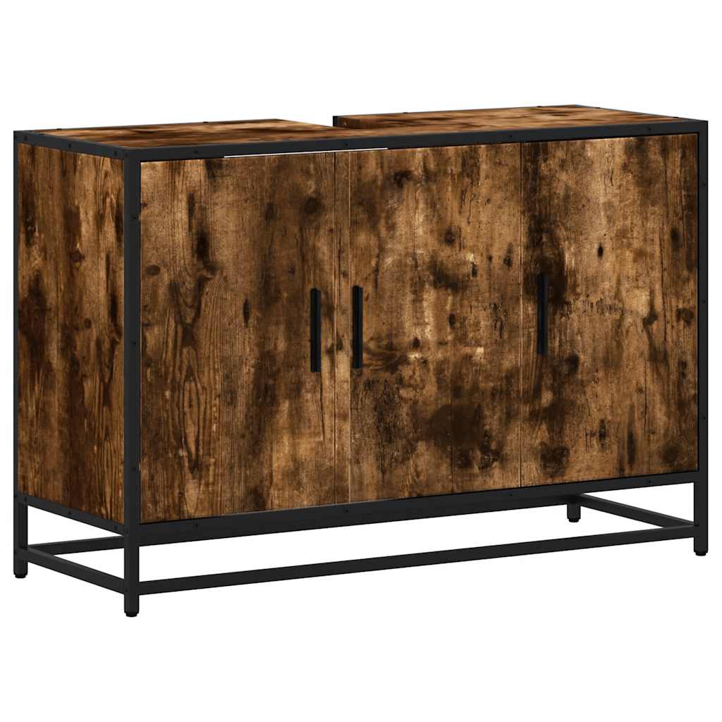 skab til håndvask til badeværelse 90x33x60 cm røget eg
